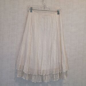 Elie Tahari White Eyelet Lace Silk Skirt Womens Size 4 Lined E419T306